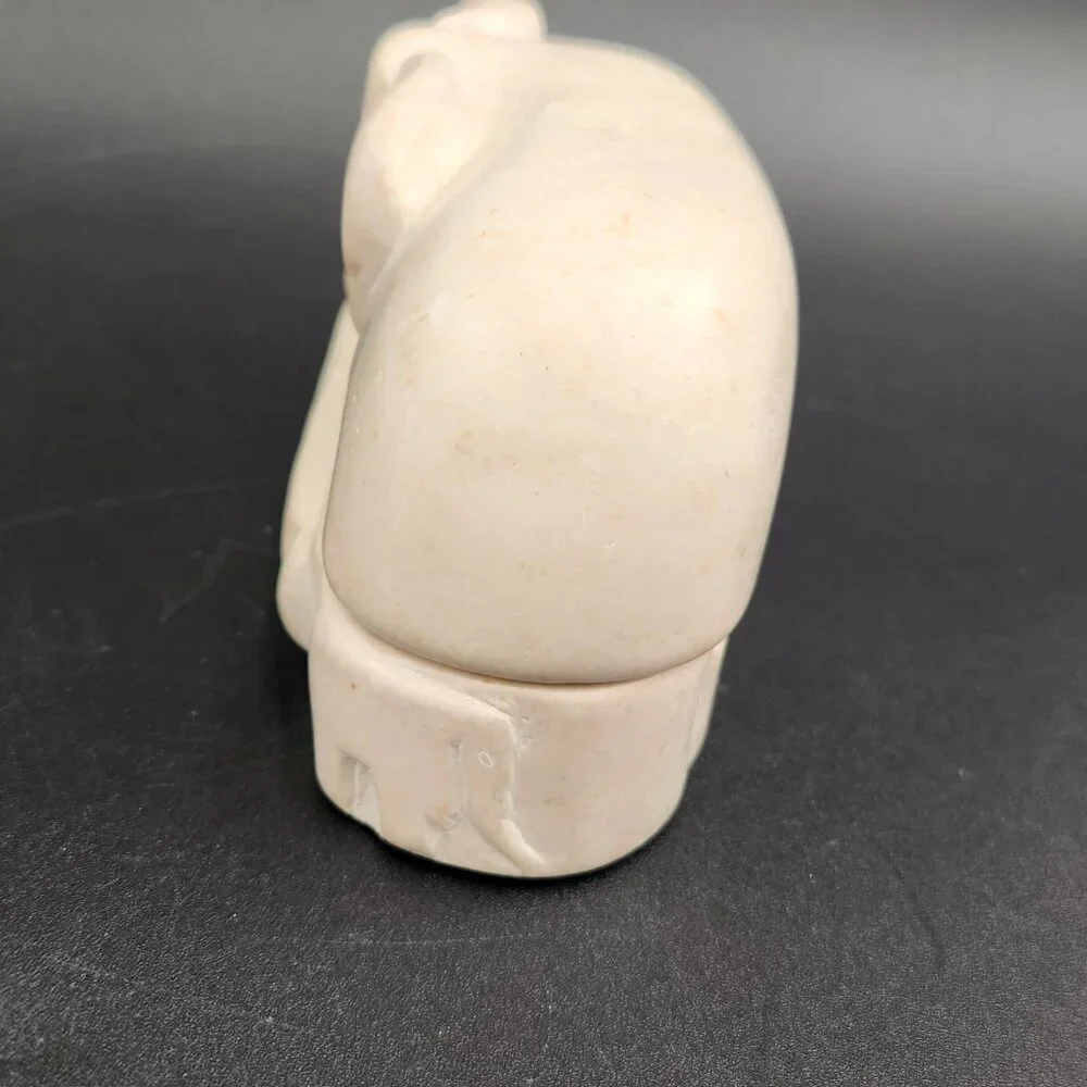 African Soapstone Hand Carved Elephant Trinket Box Carved in Kenya